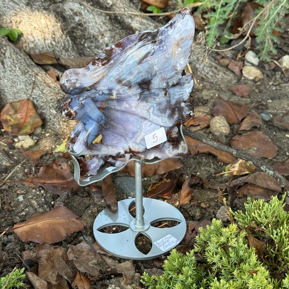Blue Flower Agate Fairy and Custom Stand - BLUEFLWRAGTFRY-001 - Picture 13 of 14